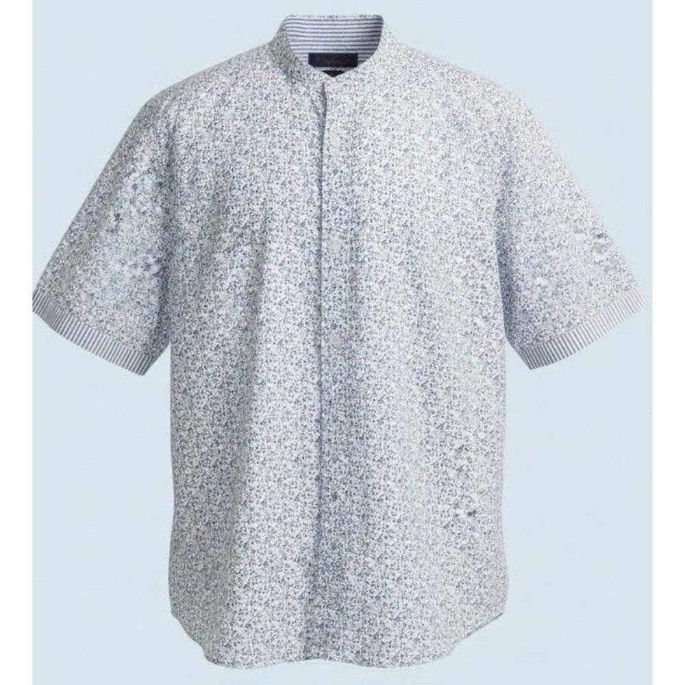 English Laundry Men's Floral Short Sleeved Cotton Shirt  White/Blue  SIZE XXL